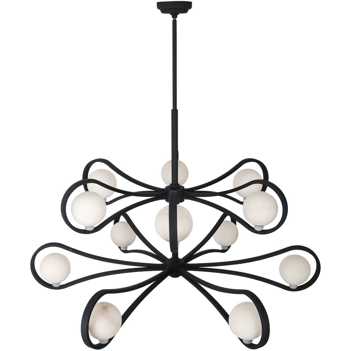 Elliptical 12 Light 48 inch Matte Black Pendant Ceiling Light