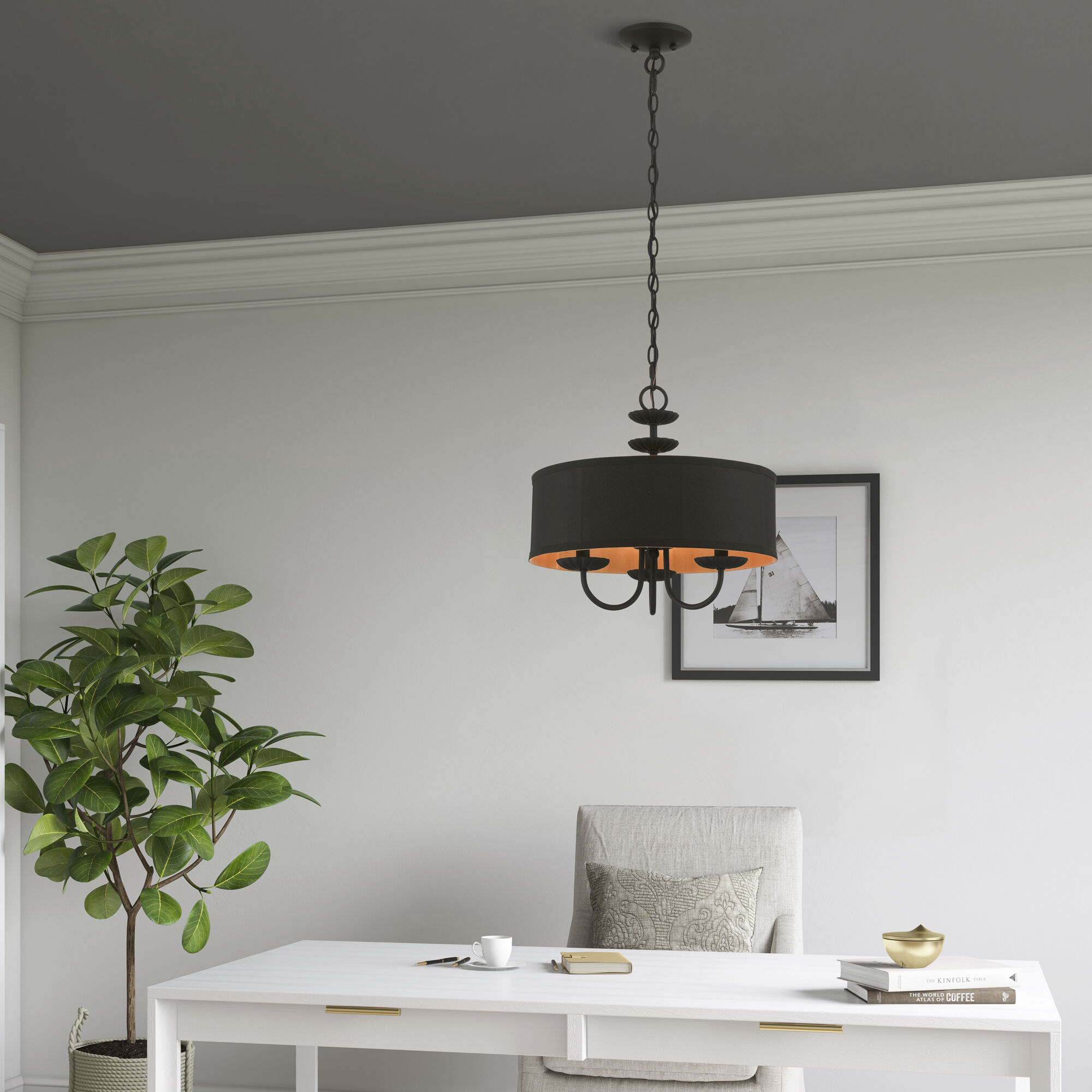 Winchester 3 Light 16 inch Black Pendant Chandelier Ceiling Light