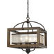 Signature 4 Light 16 inch Wood Semi Flush Pendant Ceiling Light