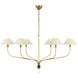 Amber Lewis Griffin LED 42 inch Hand-Rubbed Antique Brass and Saddle Leather Tail Chandelier Ceiling Light, Extra Large
