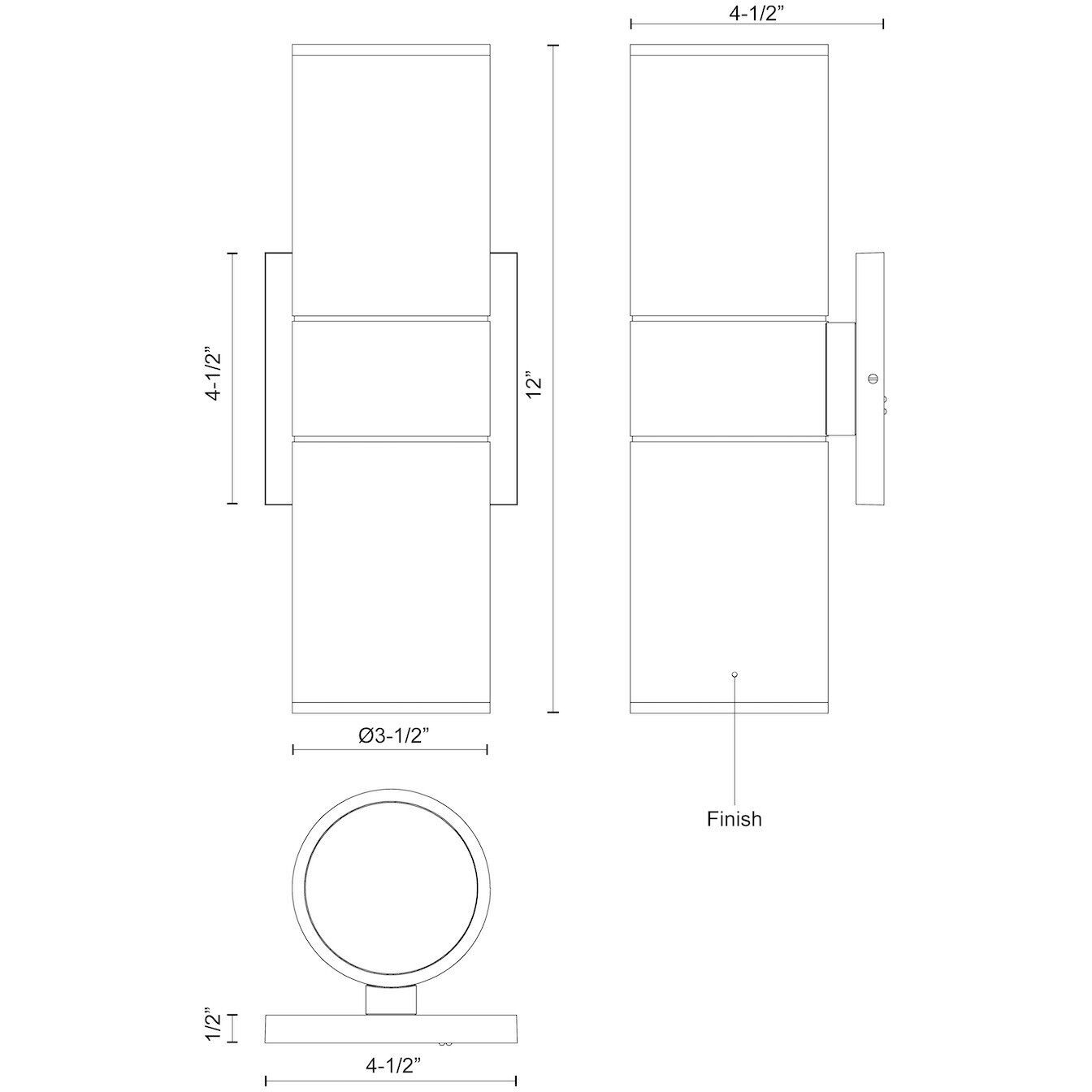 Lund LED 12 inch Black Outdoor Wall Light