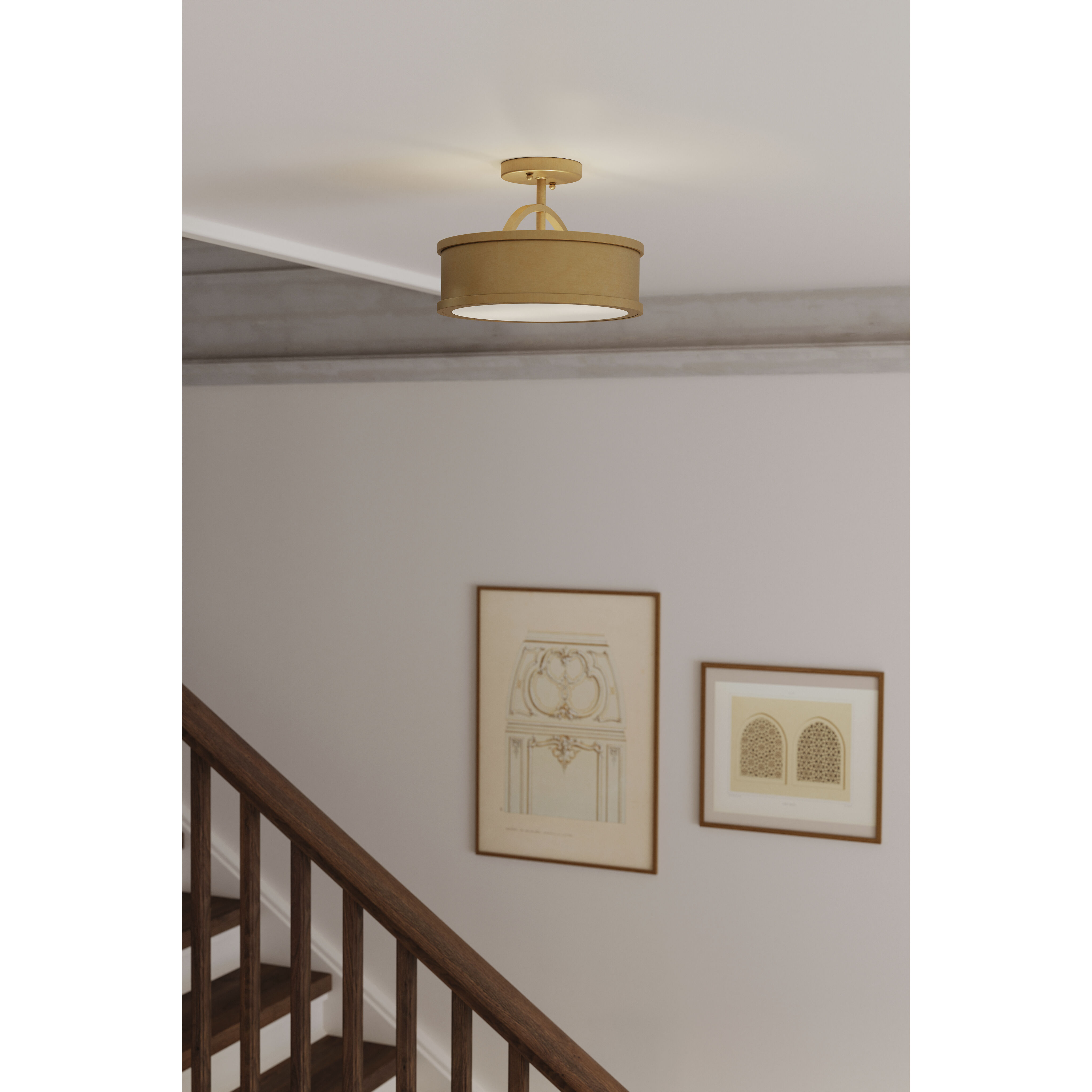 Wynn 2 Light 12 inch Legacy Brass Semi-Flush Mount Ceiling Light