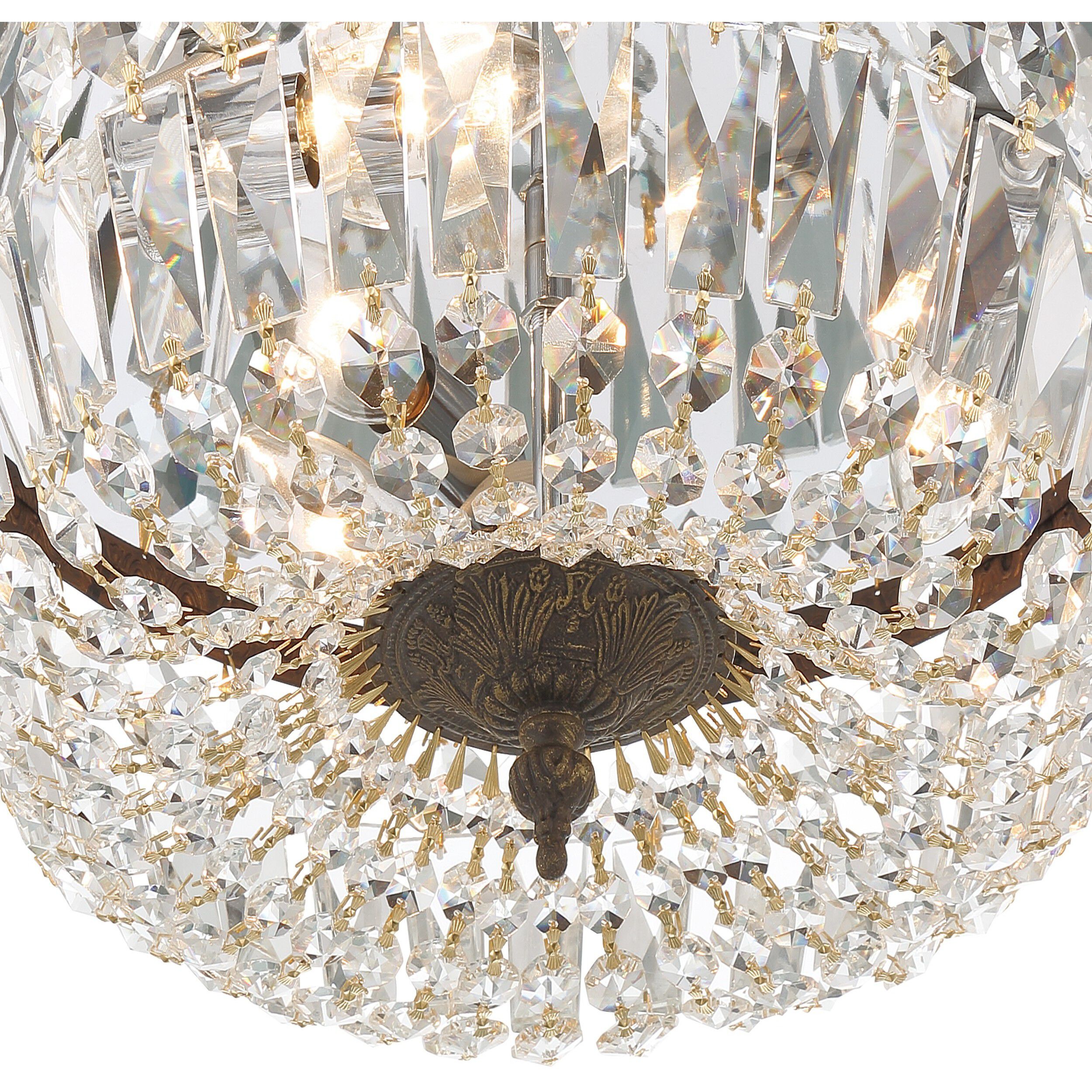 Waltham 3 Light 14 inch English Bronze Flush Ceiling Light in Clear Spectra