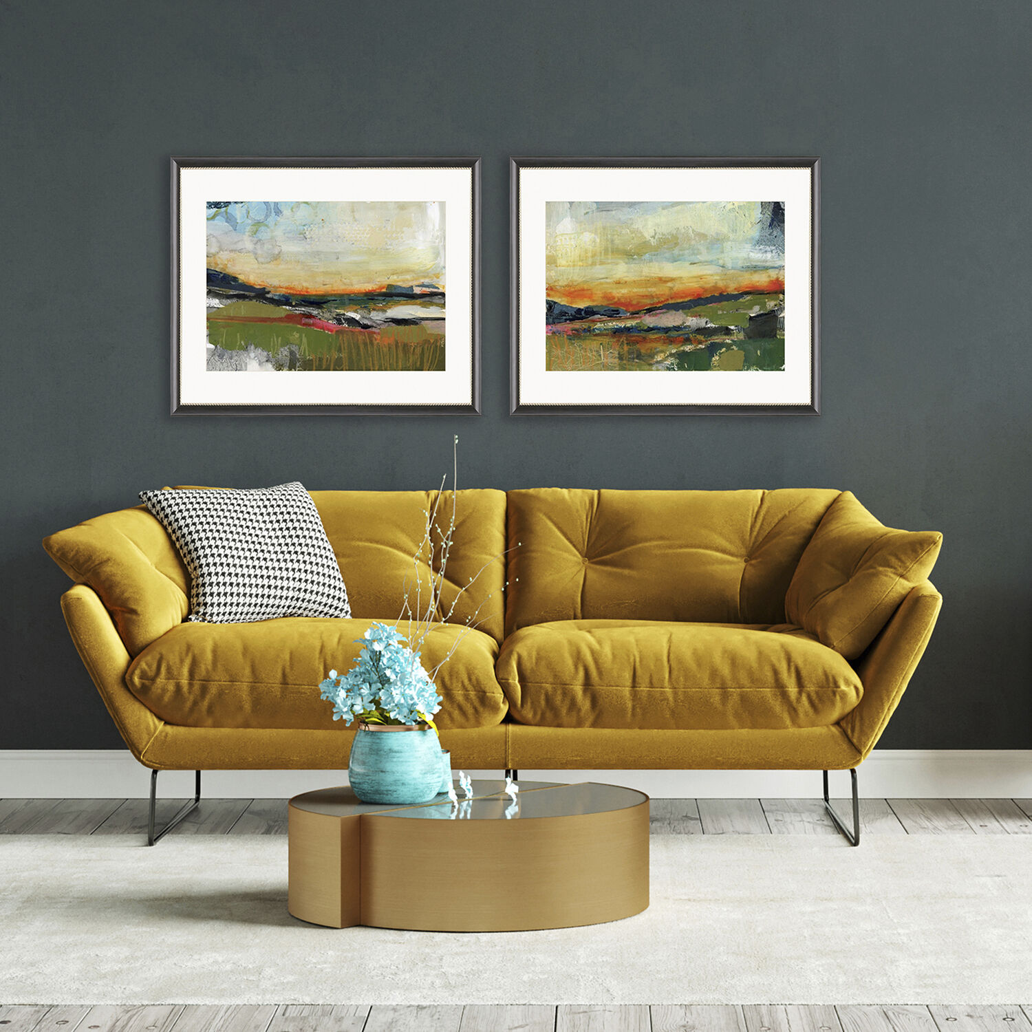 Long Way Home Green and Black and Blue and Red Framed Art