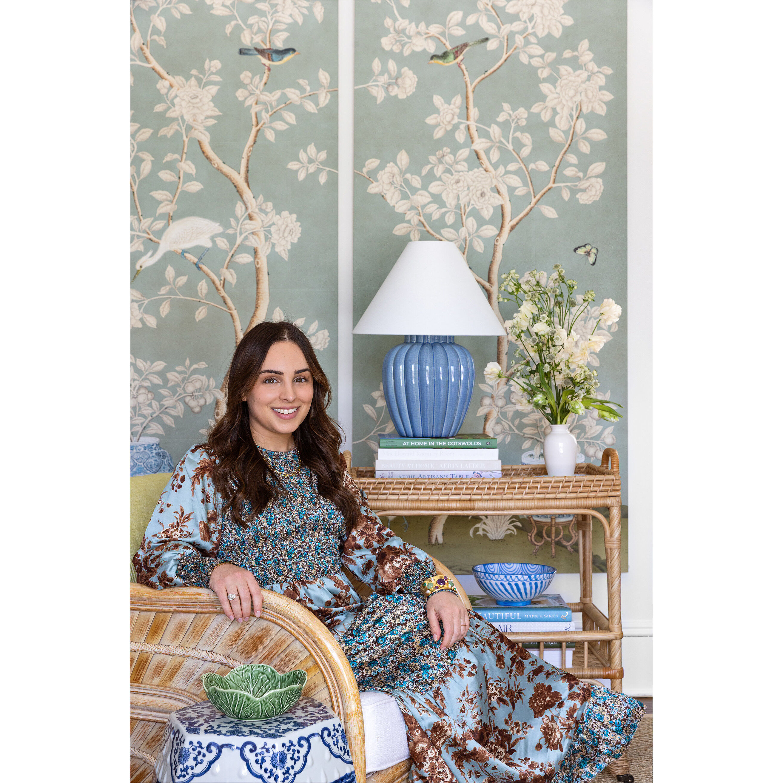 Clarendon 20 inch 60.00 watt Aged Brass and Blue Table Lamp Portable Light