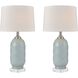 La Joliette 24 inch 100 watt Pale Blue with Clear Table Lamp Portable Light, Set of 2