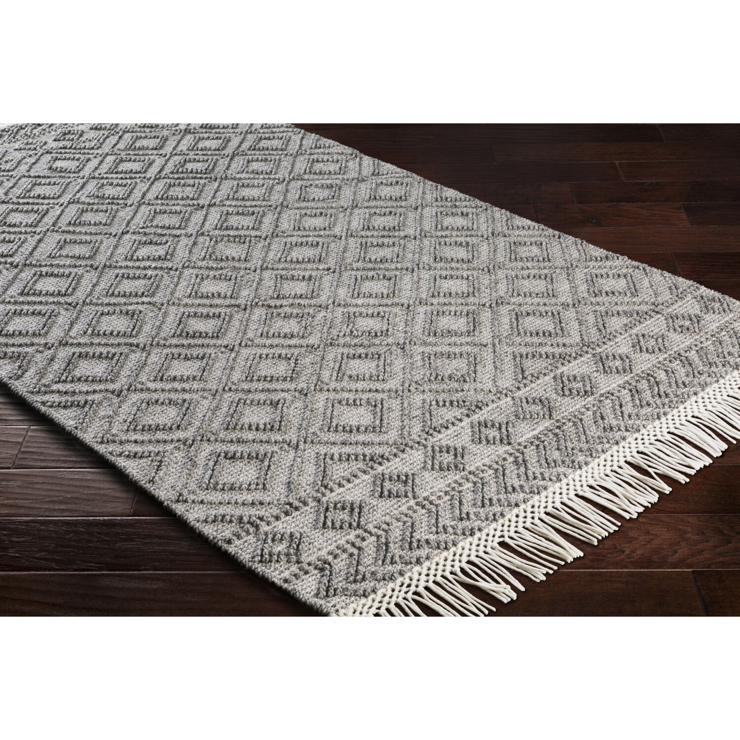 Farmhouse Tassels 120 X 96 inch Black/White Handmade Rug in 8 x 10