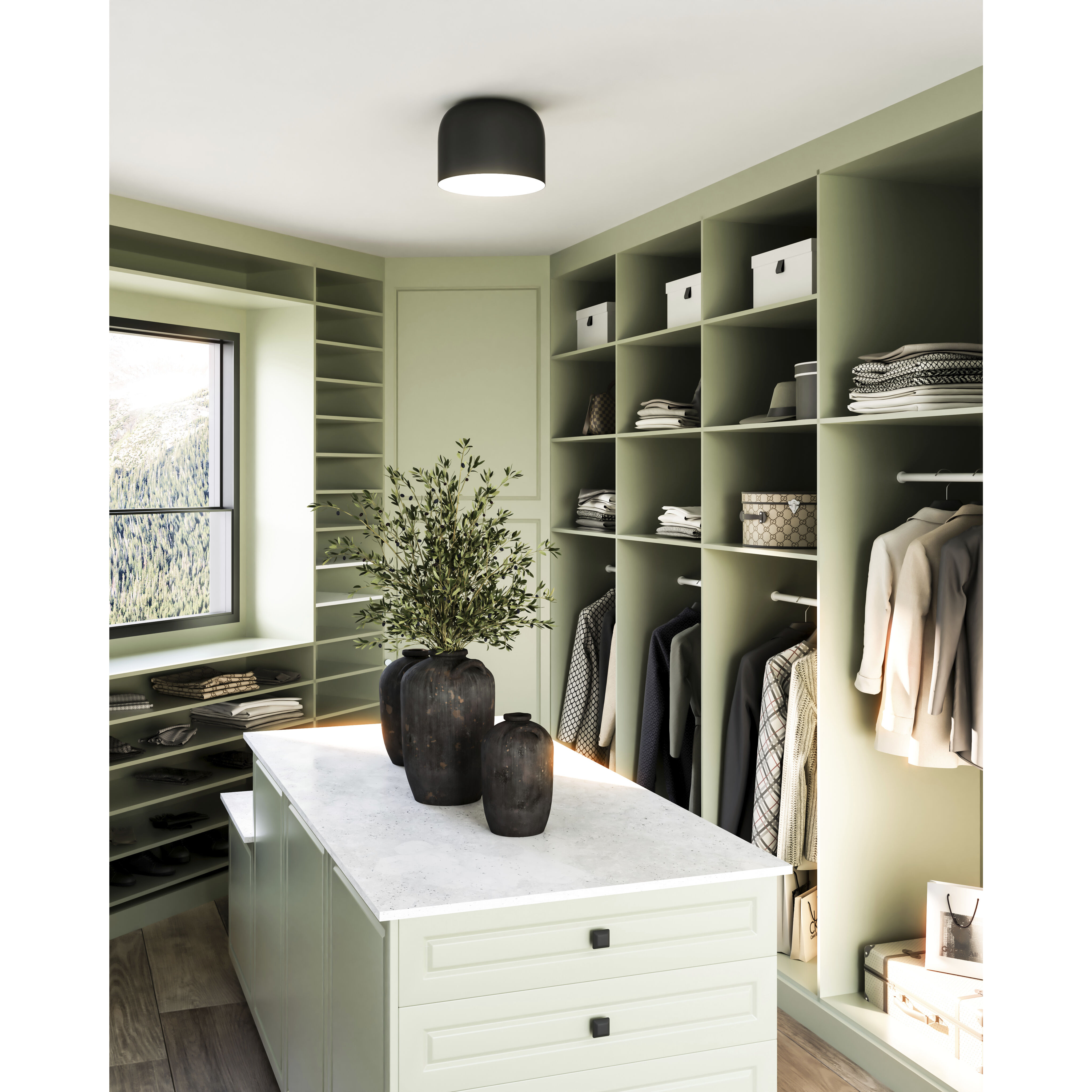 Cayne LED 12.13 inch Black and White Flush Mount Ceiling Light