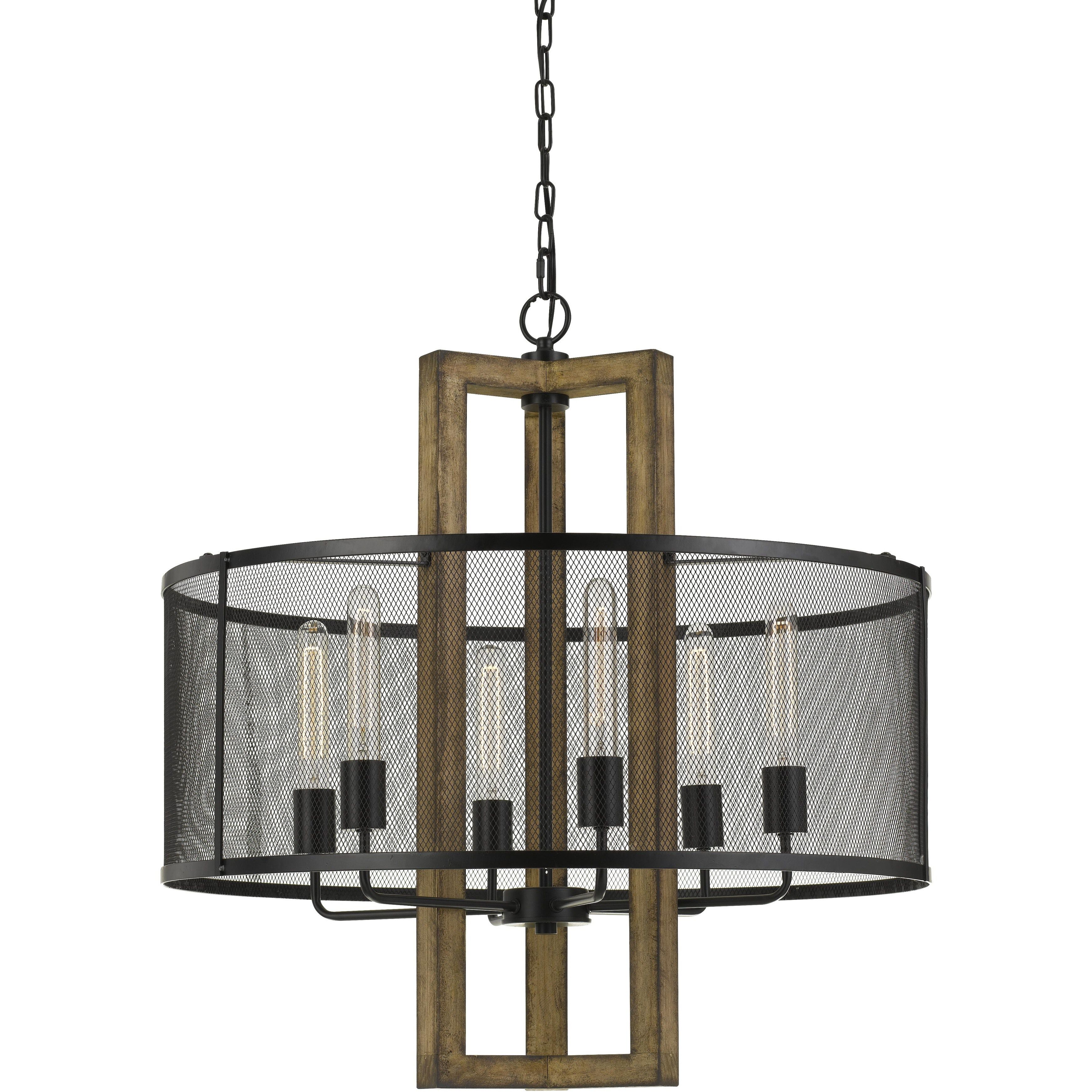 Monza 6 Light 28 inch Wood Chandelier Ceiling Light