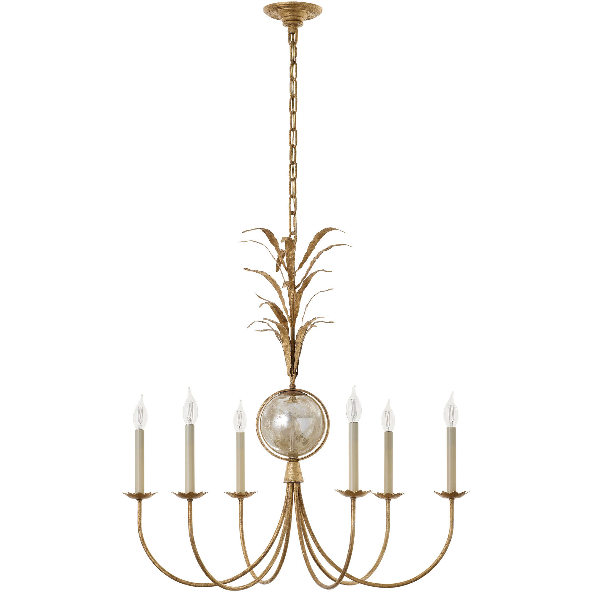 Chapman & Myers Gramercy 6 Light 32.5 inch Gilded Iron Chandelier Ceiling Light, Medium