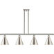 Ballston Cone 4 Light 48 inch Polished Nickel Island Light Ceiling Light