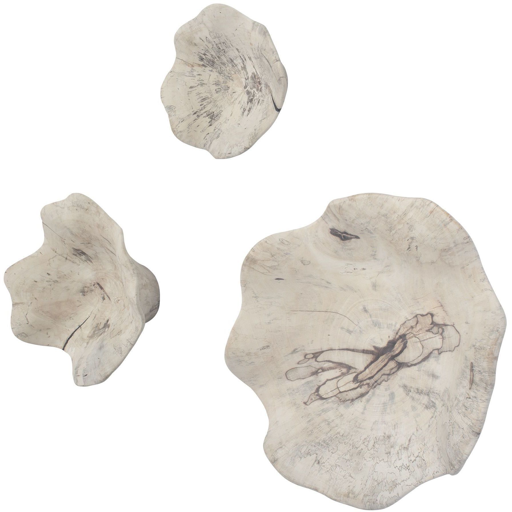 Teo Light Bleached Tamarind Wood Wooden Wall Decor, Set of 3