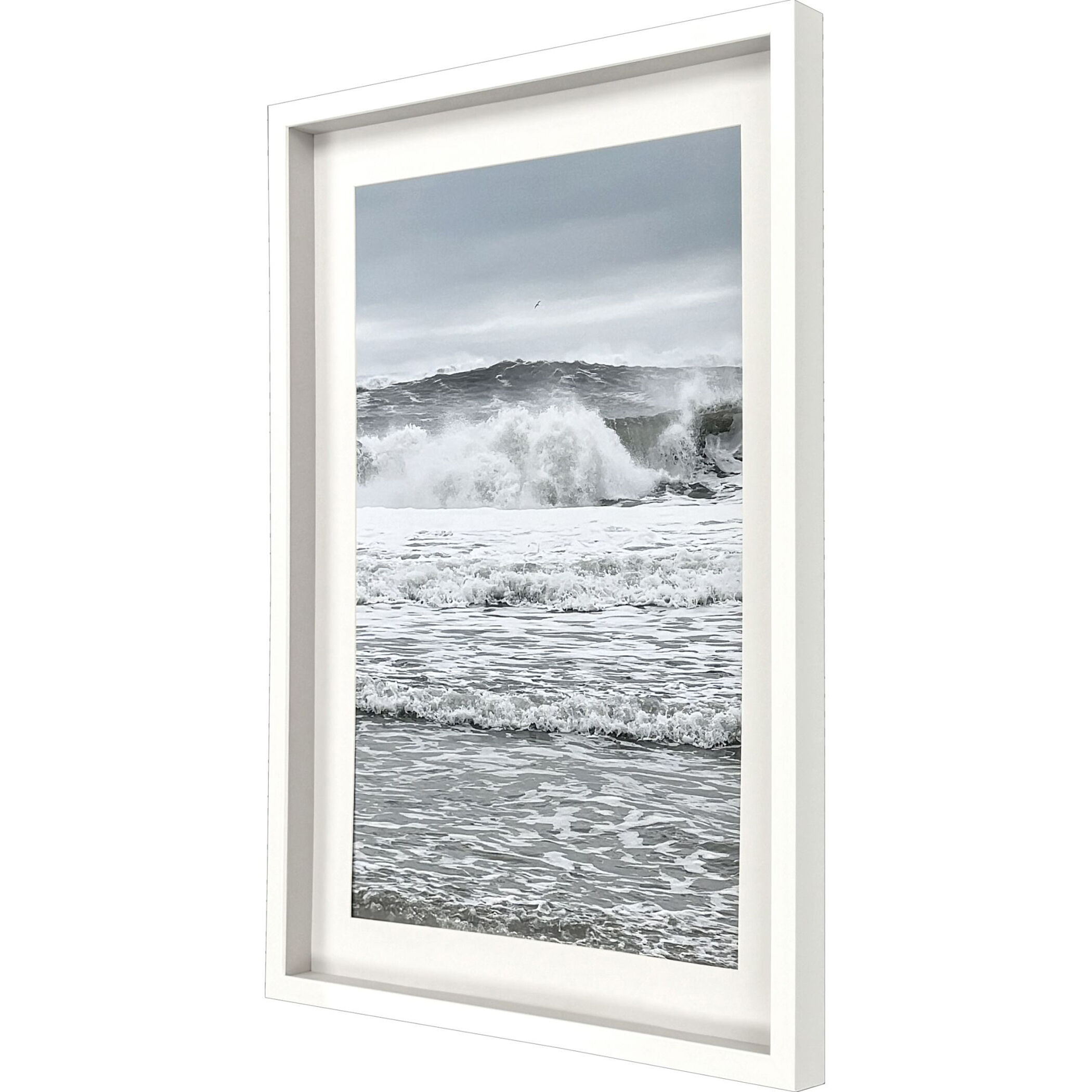 Cool Coastal Blue and Gray and White Framed Art