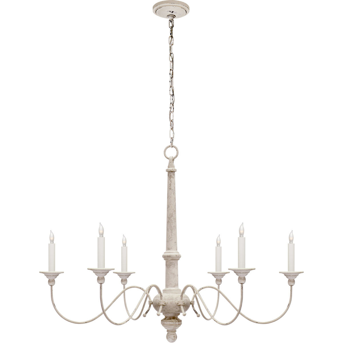Country Chandelier 6 Light 36.5 inch Belgian White Chandelier Ceiling Light, Small