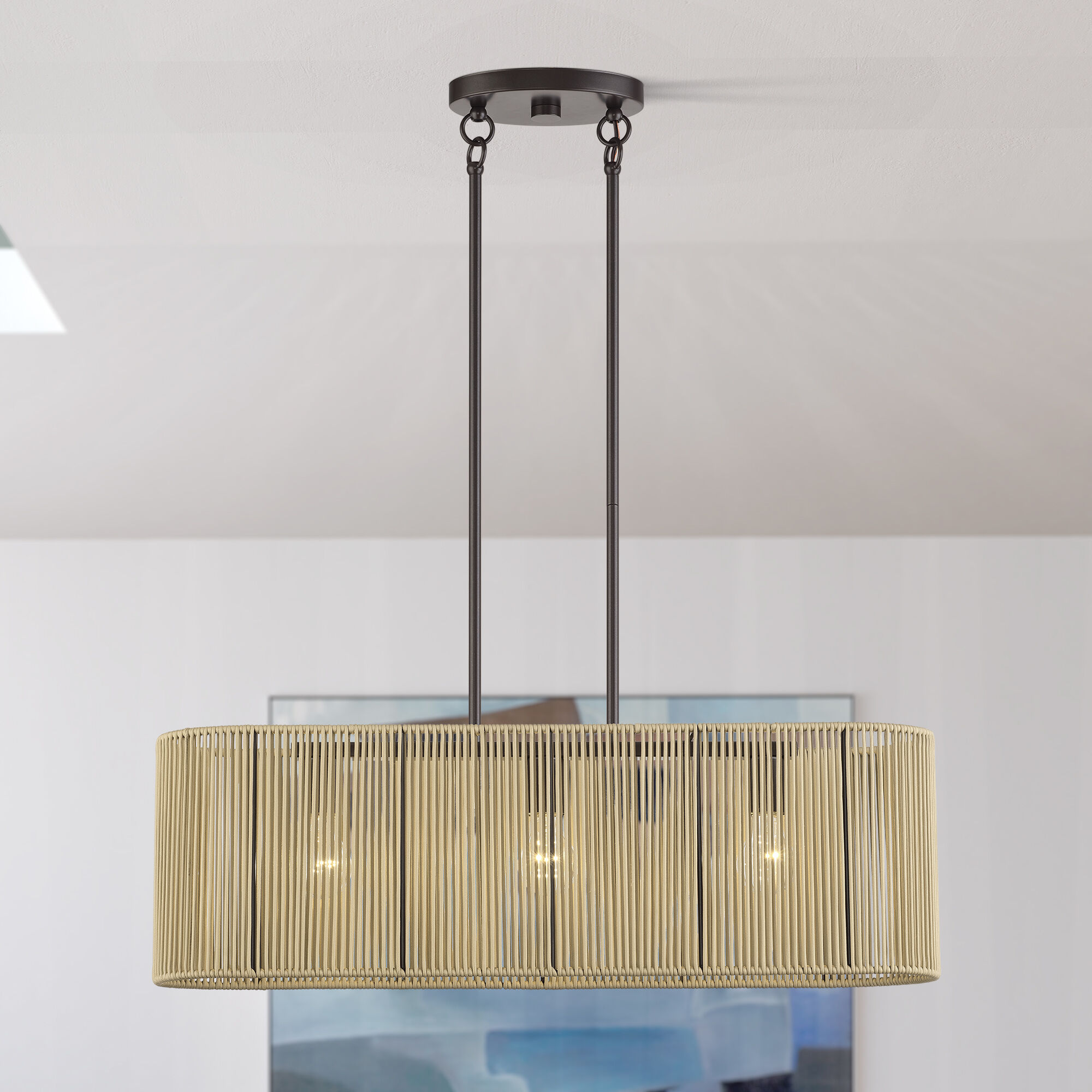 Goldiemesh 3 Light 30 inch English Bronze Linear Chandelier Ceiling Light, Medium