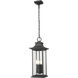 Tiberius 4 Light 9 inch Black Outdoor Chain Mount Ceiling Fixture in Clear Seedy Glass