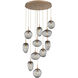 Cosmos Incandescent 11 Light 37.8 inch Novel Brass Chandelier Ceiling Light, Round Multi-Port
