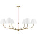 Xavier 6 Light 48 inch Vibrant Gold Chandelier Ceiling Light in Vibrant Gold and White