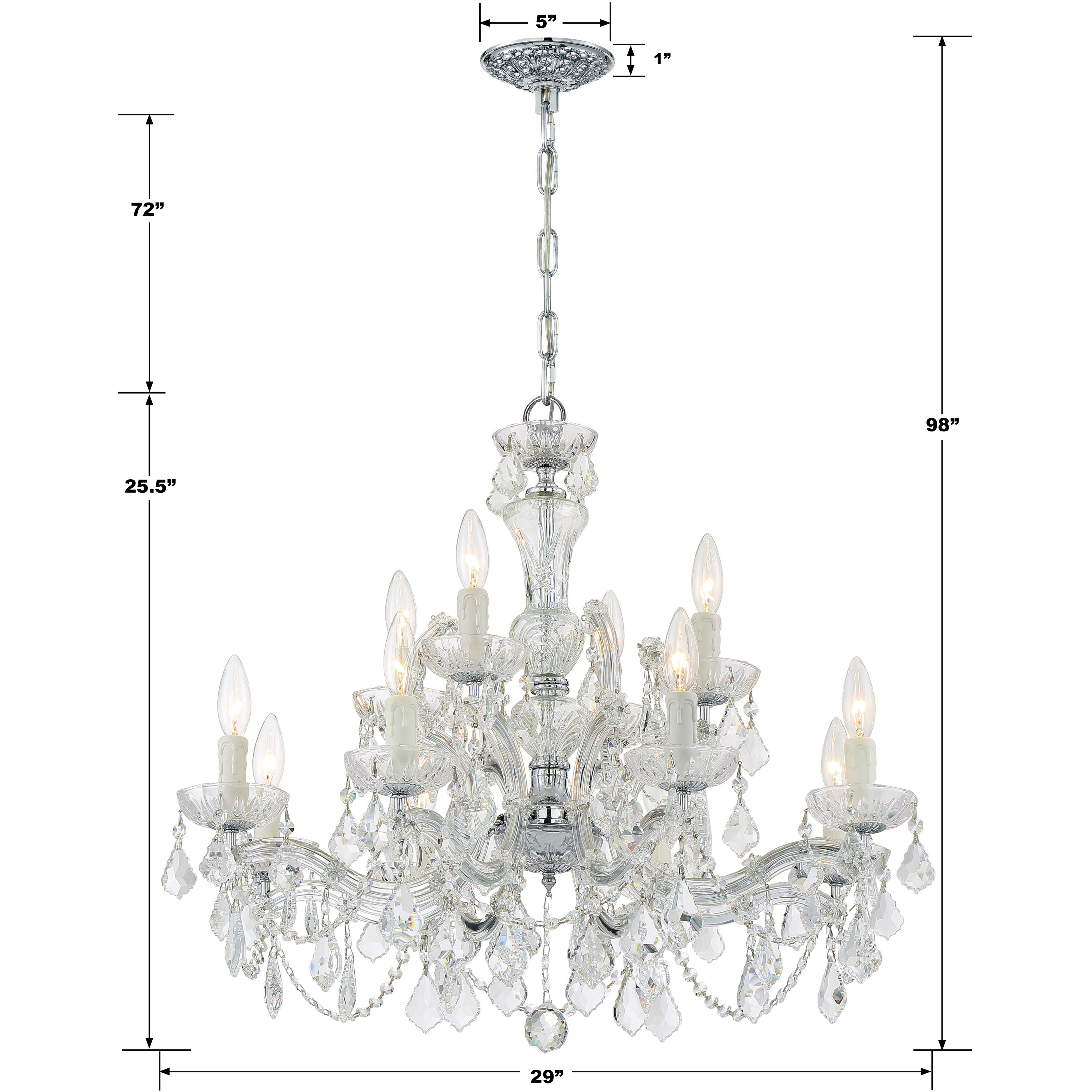 Maria Theresa 12 Light 29 inch Polished Chrome Chandelier Ceiling Light in Clear Hand Cut