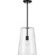 Clarion 1 Light Matte Black Pendant Ceiling Light, Medium 