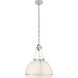 Chapman & Myers Gracie LED 19 inch Polished Nickel Dome Pendant Ceiling Light in White Glass, Large