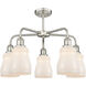 Ellery 5 Light 22.75 inch Satin Nickel Chandelier Ceiling Light in White Glass
