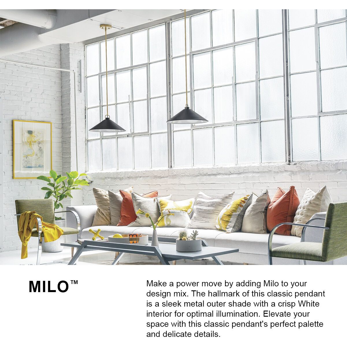 Milo LED 16 inch Lacquered Brass with Sage Green accents Pendant Ceiling Light