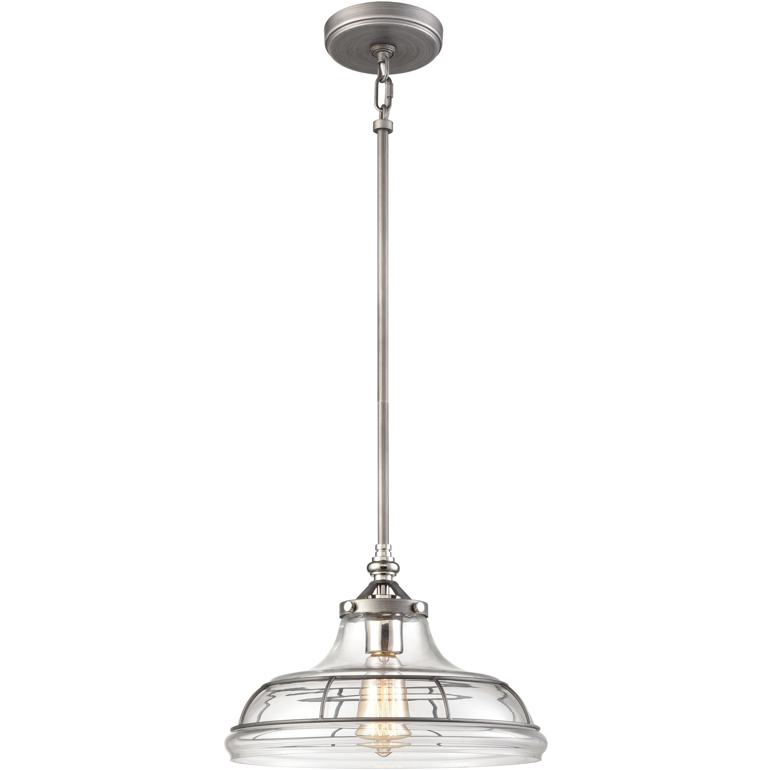Dunkirk 1 Light 13 inch Weathered Zinc with Polished Nickel Pendant Ceiling Light