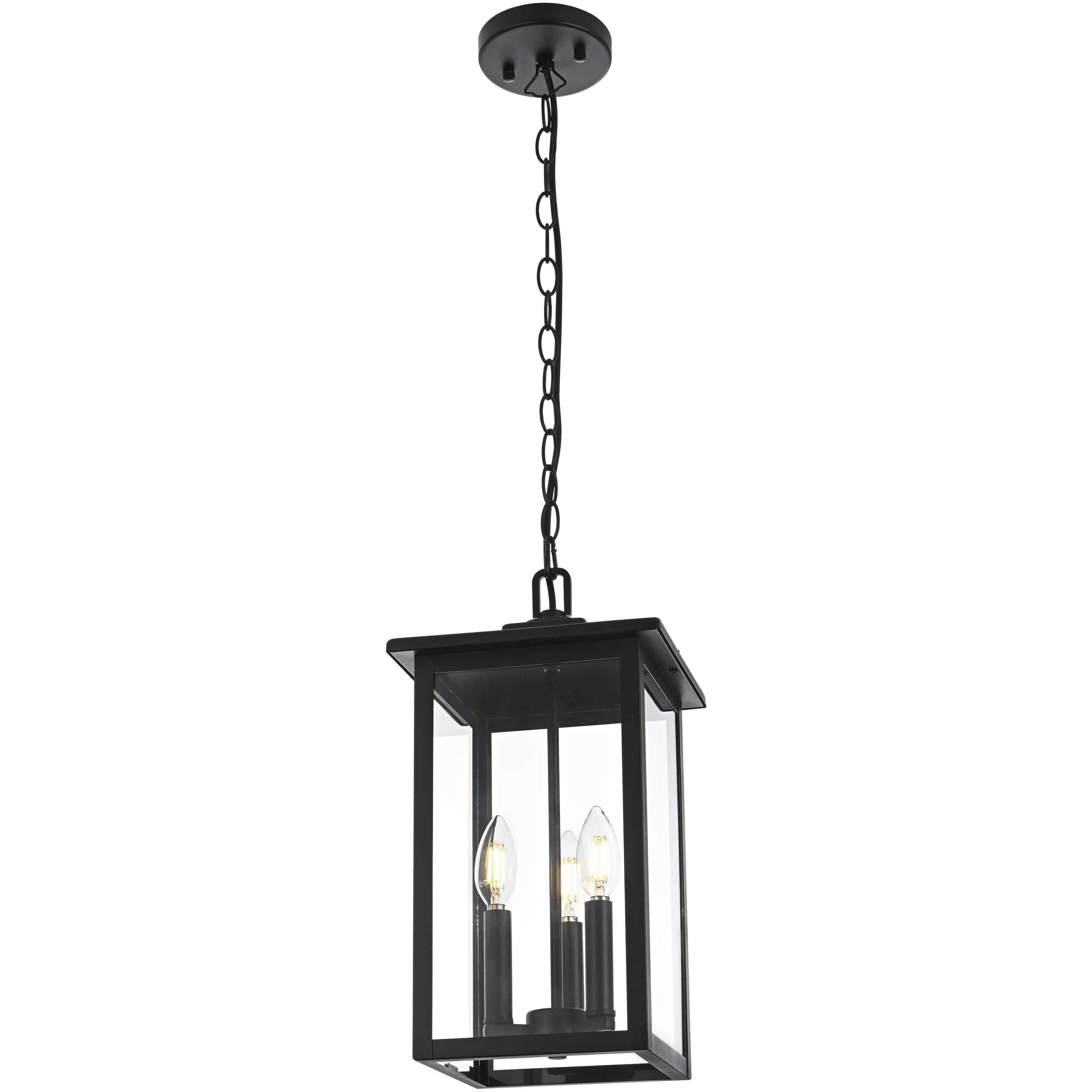 Carlisle 3 Light 9 inch Black Outdoor Pendant