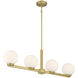 Ardeva 4 Light 36 inch Vintage Brass Linear Chandelier Ceiling Light