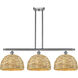 Woven Rattan Island Light Ceiling Light in Satin Nickel