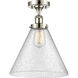 Ballston X-Large Cone LED 8 inch White and Polished Chrome Semi-Flush Mount Ceiling Light in Seedy Glass