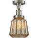 Franklin Restoration Chatham 1 Light 6 inch Brushed Satin Nickel Semi-Flush Mount Ceiling Light in Mercury Glass, Franklin Restoration