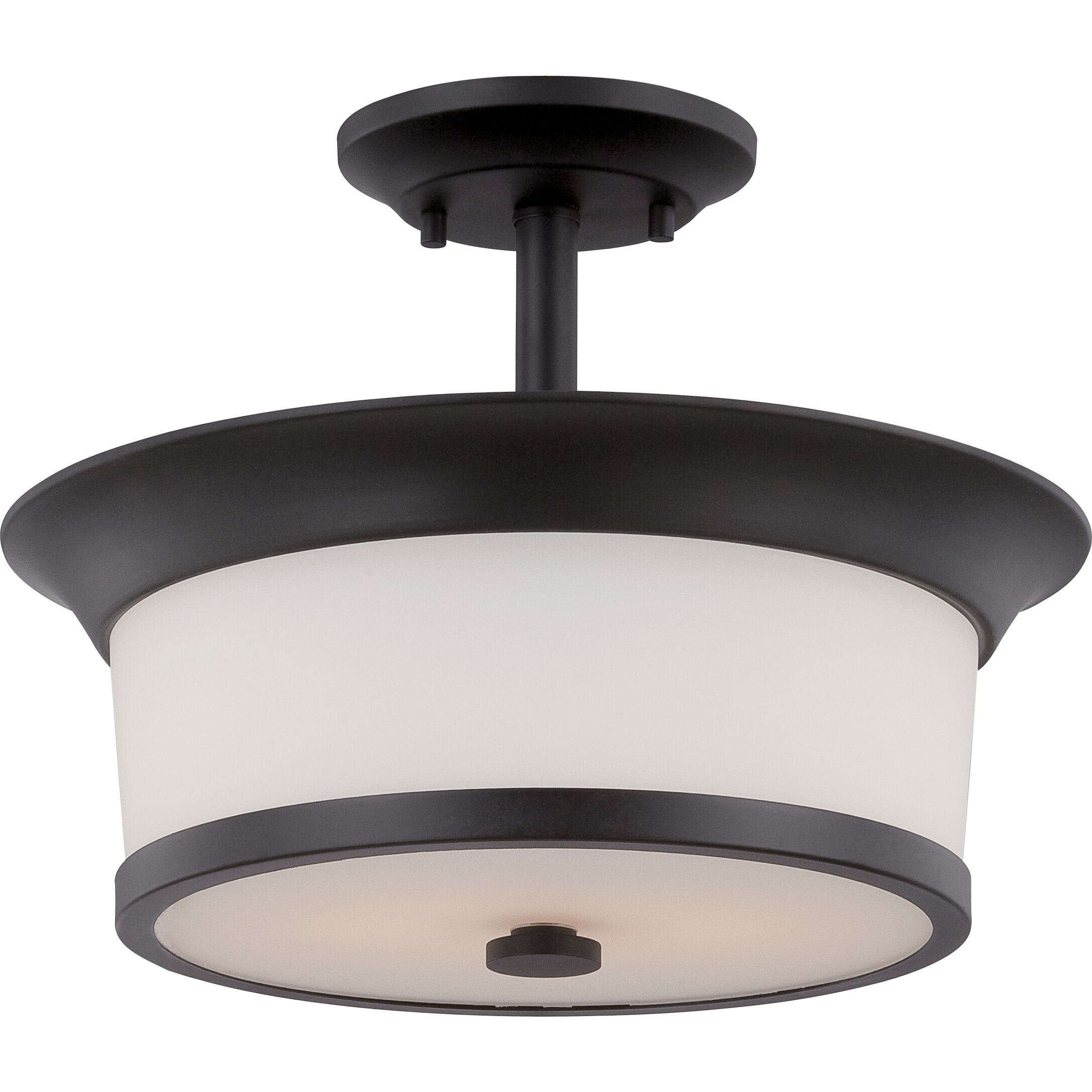 Mobili 2 Light 13.13 inch Aged Bronze and Satin White Semi Flush Mount Ceiling Light