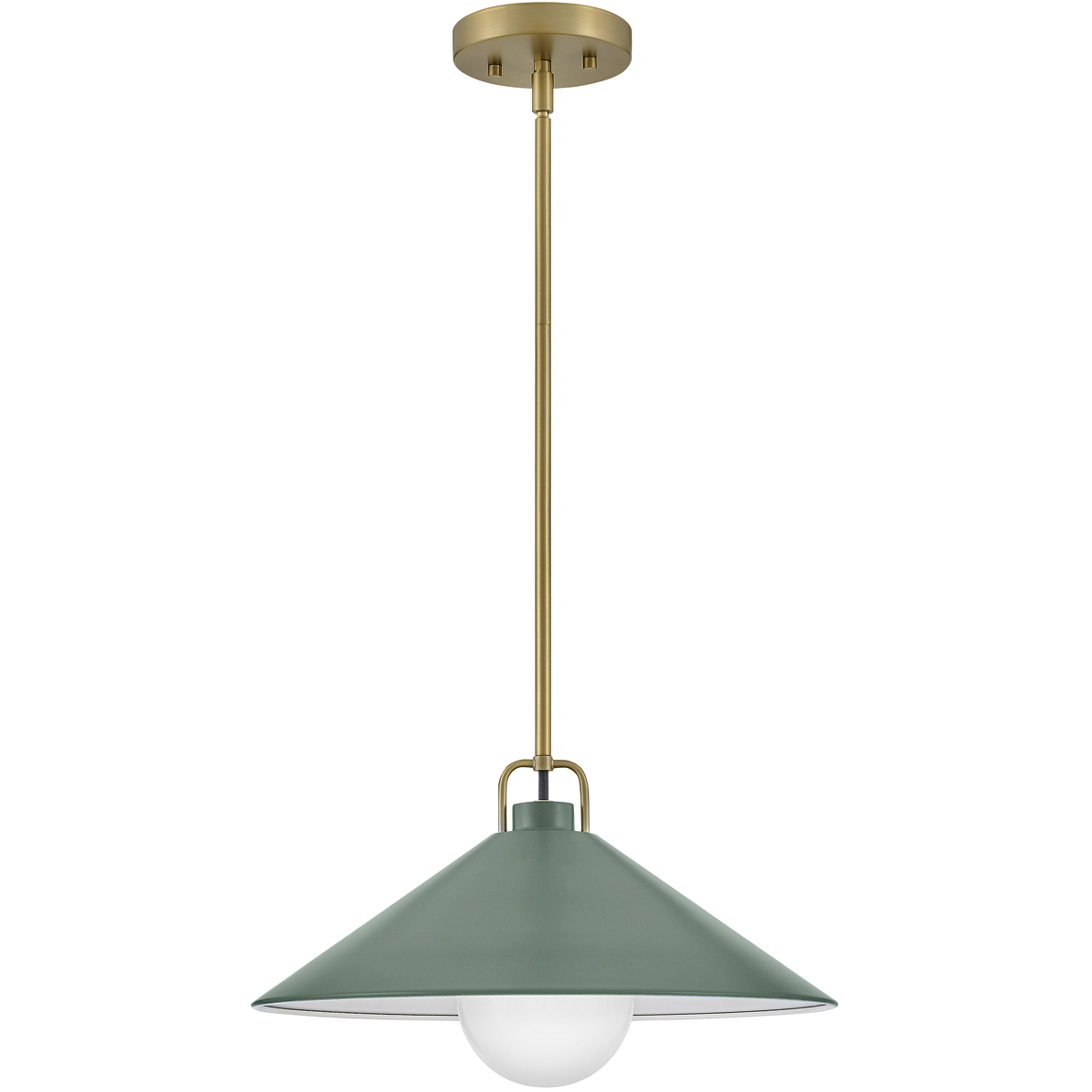 Milo LED 16 inch Lacquered Brass with Sage Green accents Pendant Ceiling Light