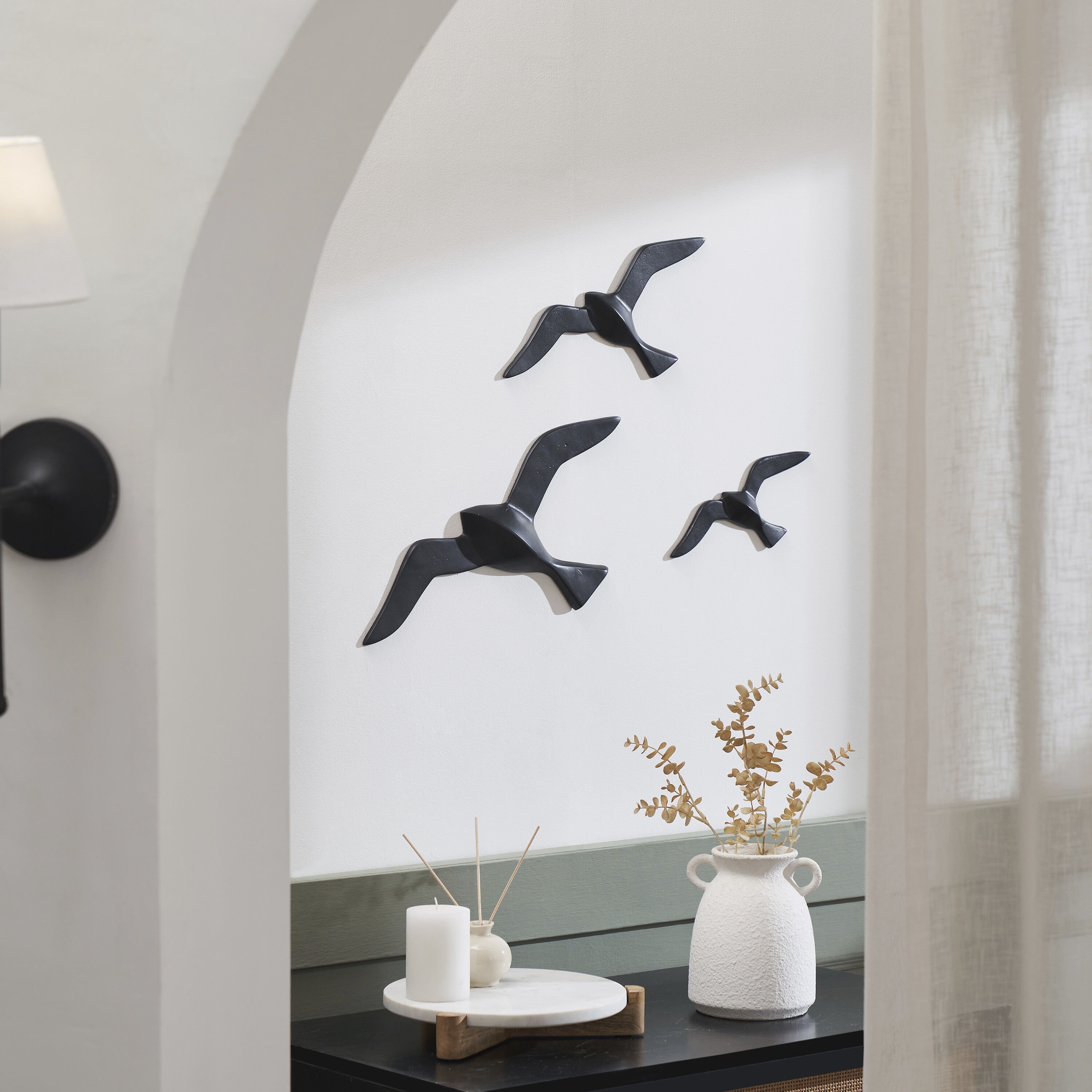 Stevens Matte Black Wall Decor, Set of 3