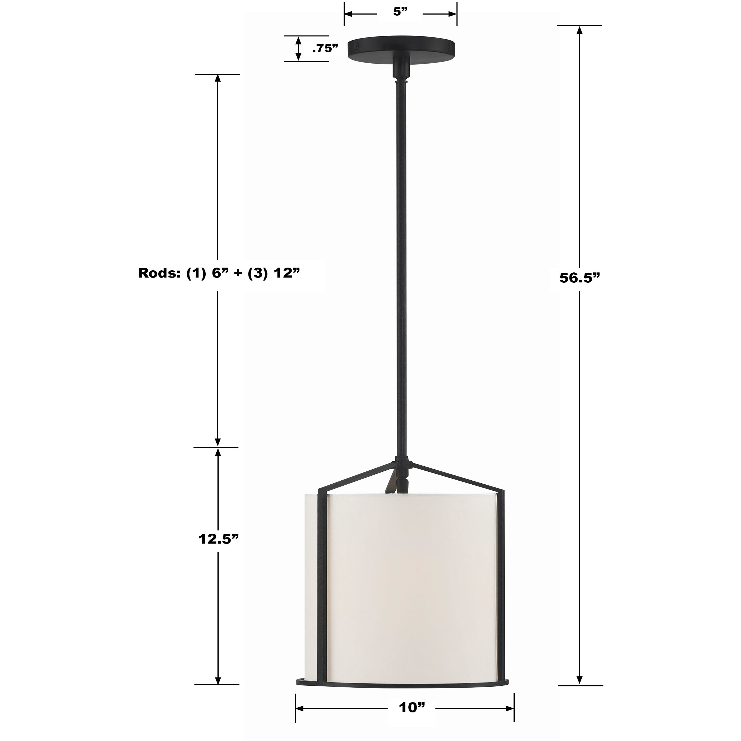Carlyn 1 Light 10 inch Black Mini Pendant Ceiling Light