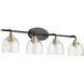 Espy 4 Light 33 inch Noir and Aged Brass Vanity Light Wall Light