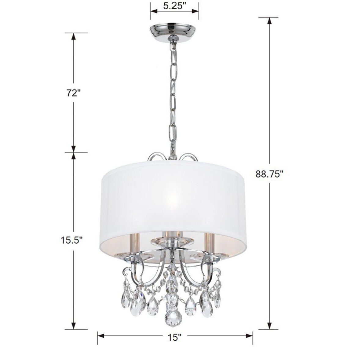 Othello 3 Light 14 inch Polished Chrome Mini Chandelier Ceiling Light in Clear Swarovski Strass