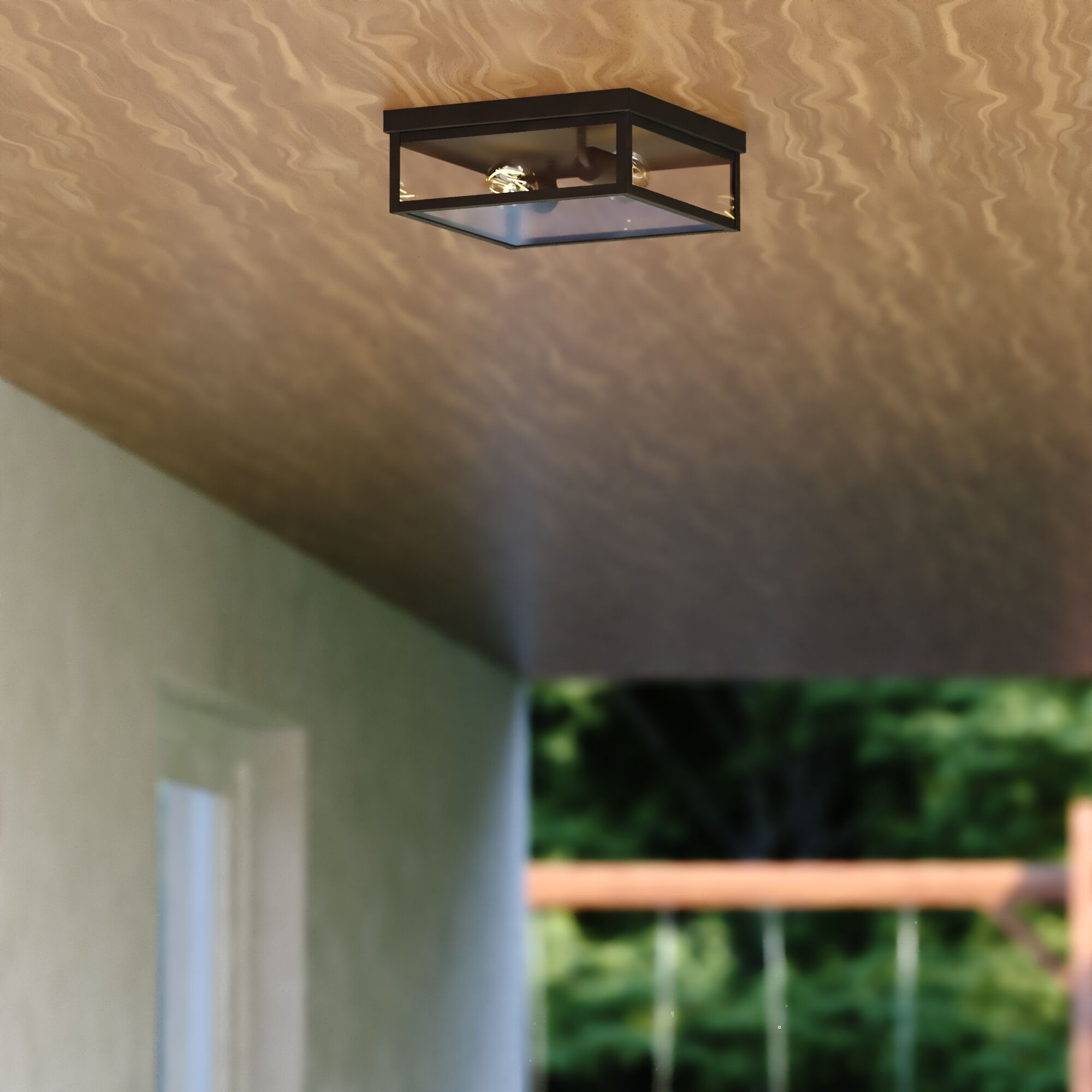 Clinton 2 Light 12 inch Matte Black Outdoor Ceiling