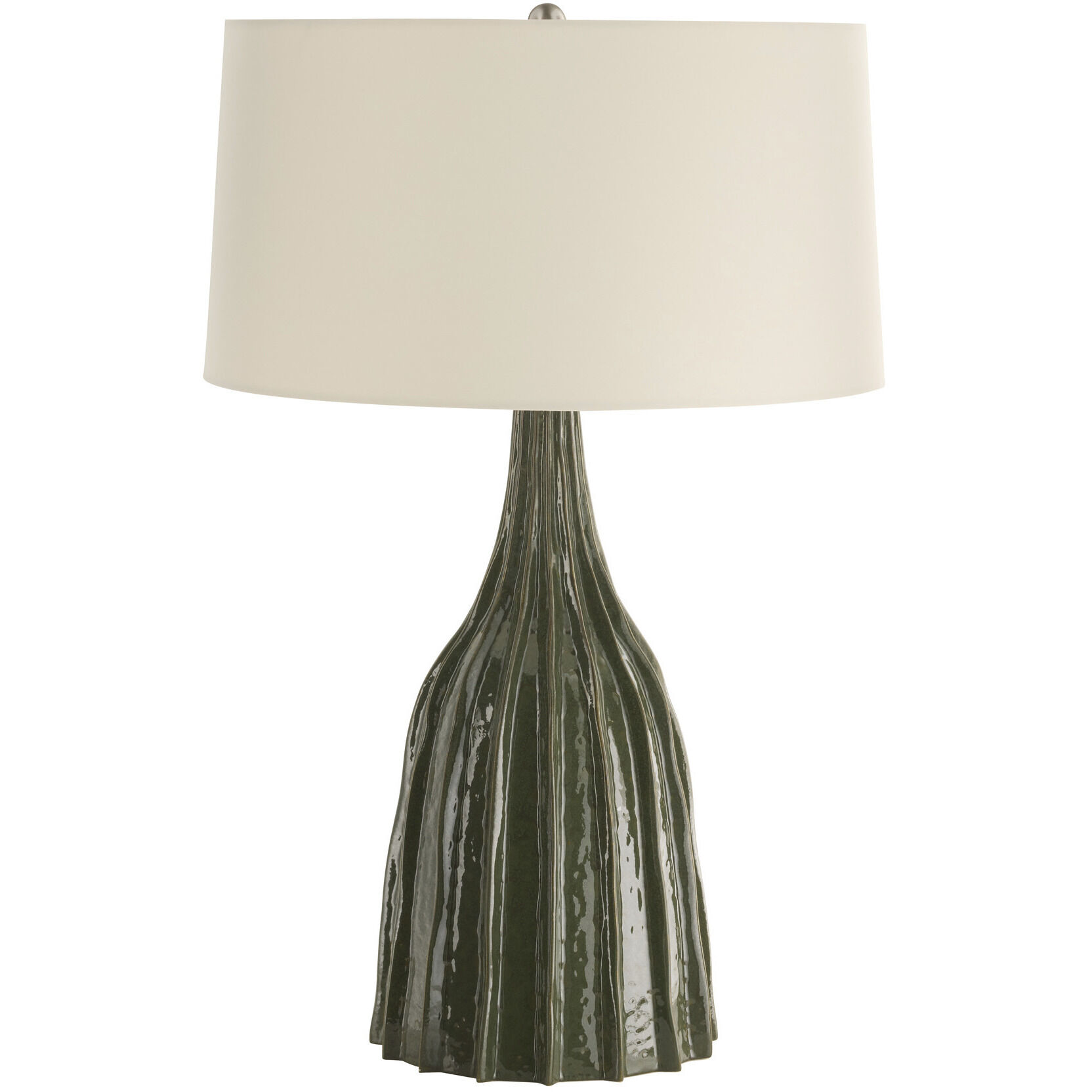 Nyla 26.5 inch 150.00 watt Dark Green Reactive and Polished Nickel Table Lamp Portable Light