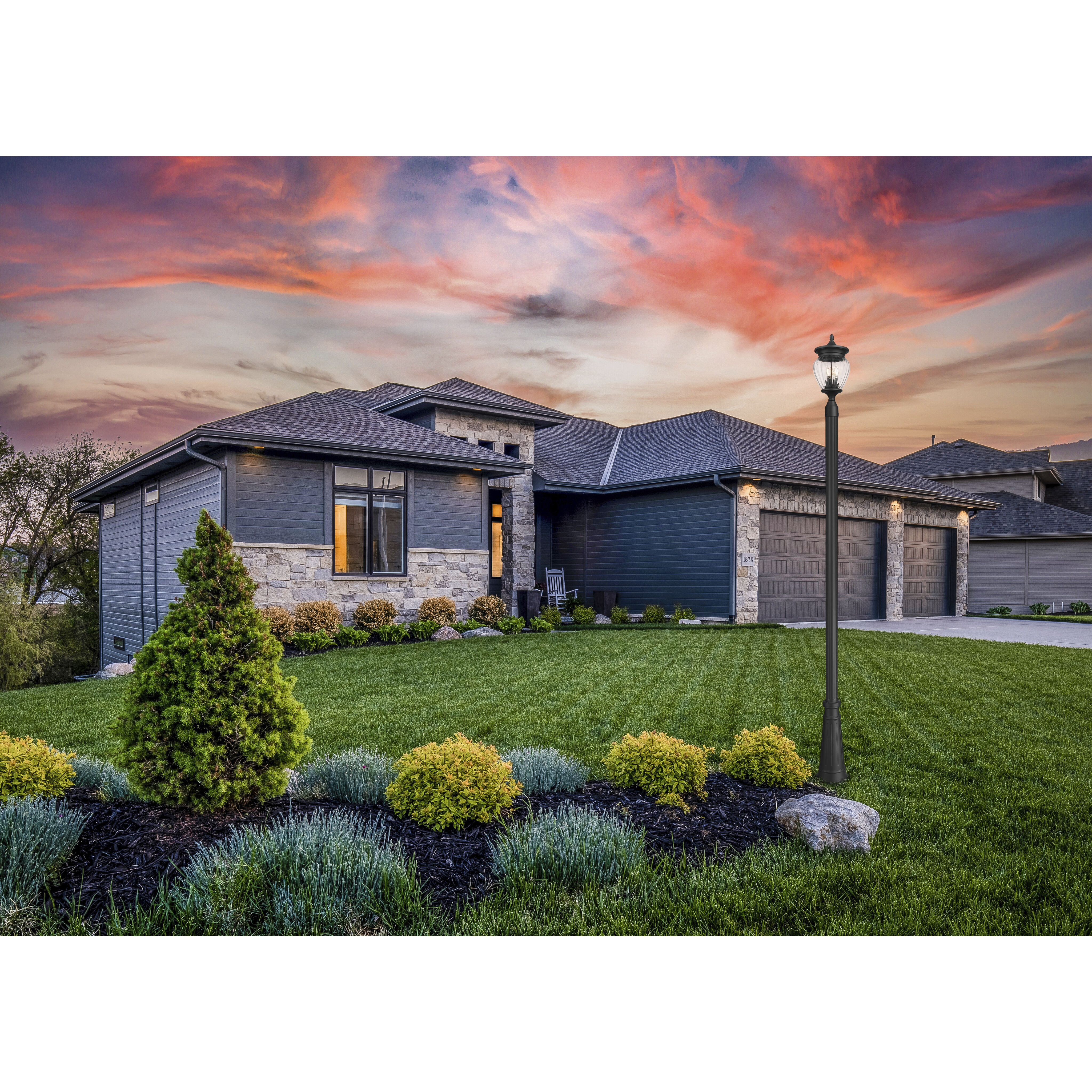 Davina 3 Light 114.25 inch Black Outdoor Post Mounted Fixture in G9