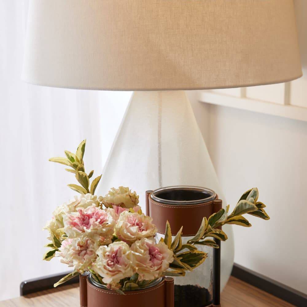 Tiber 30 inch 150.00 watt Clear and Antique Brass Table Lamp Portable Light