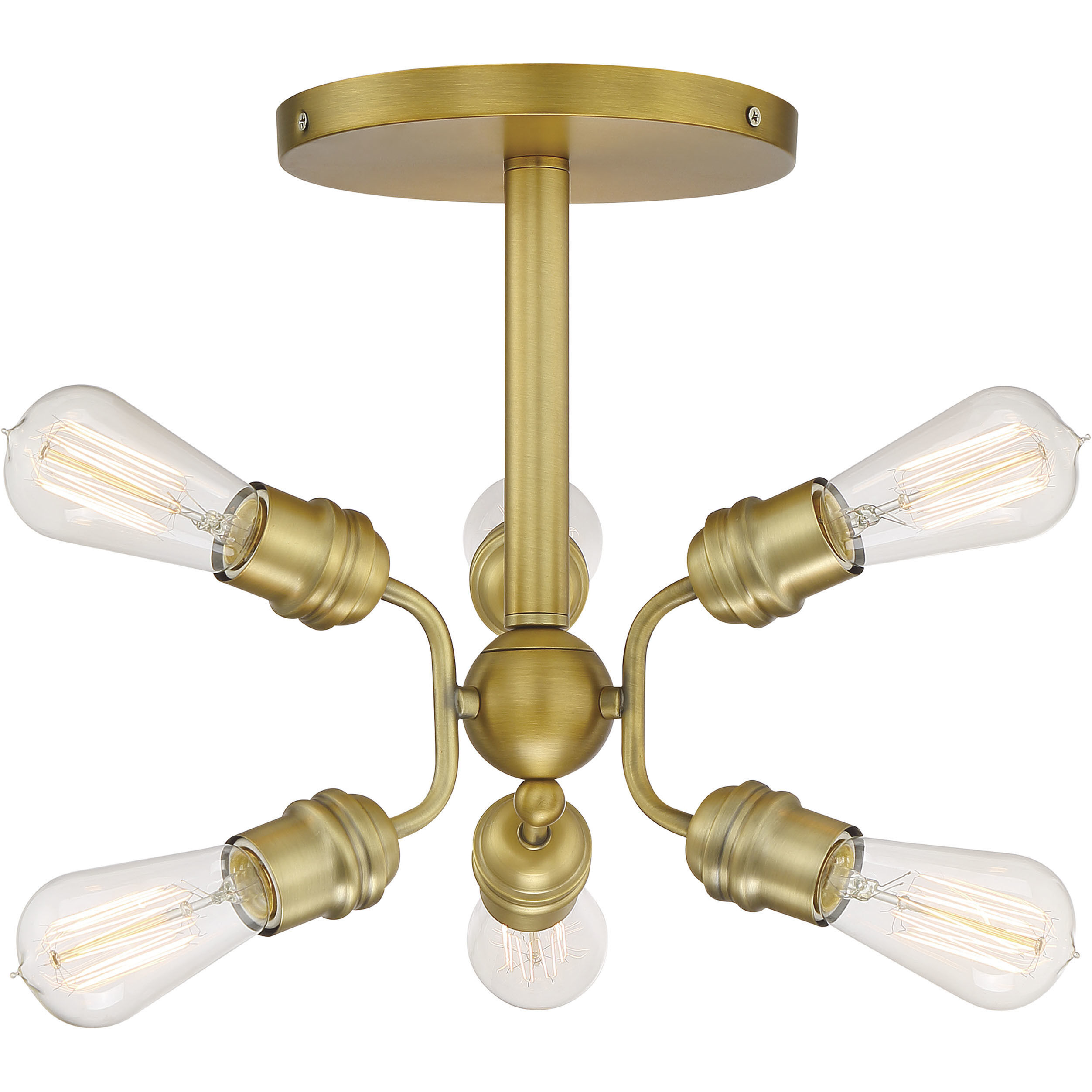 Faraday 6 Light 16.5 inch Brushed Brass Semi Flush Mount Ceiling Light