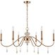 French Connection 6 Light 38 inch Satin Brass Chandelier Ceiling Light