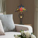 Blue Floral Petal 26 inch 60.00 watt Tiffany Bronze Table Lamp with LED Night Light Portable Light