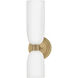 Lisa McDennon Tallulah LED 5.5 inch Lacquered Brass Bath Light Wall Light in 3000K, Etched Opal, 5W, Two Light, Sconce