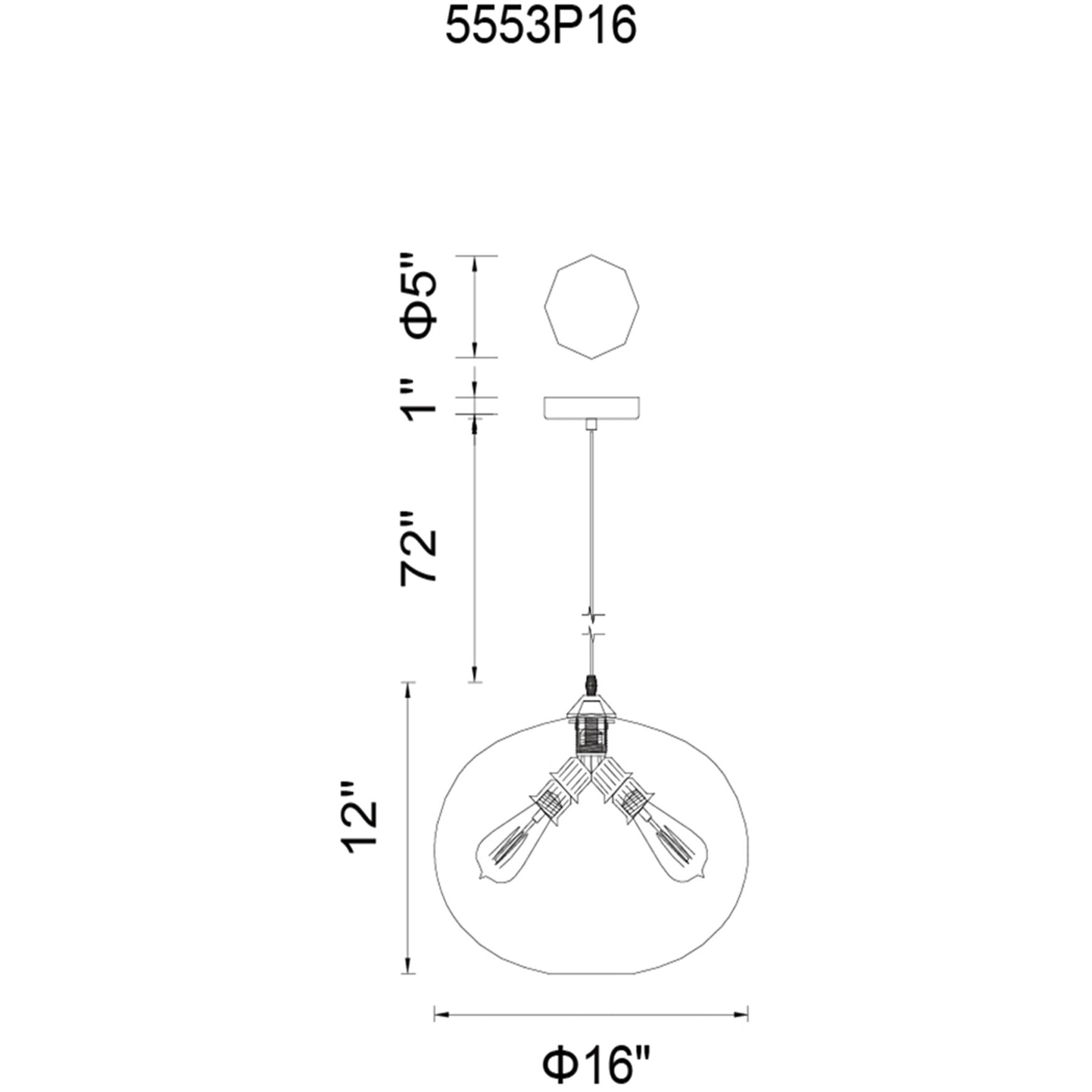 Glass 4 Light 16 inch Black Down Pendant Ceiling Light in Clear