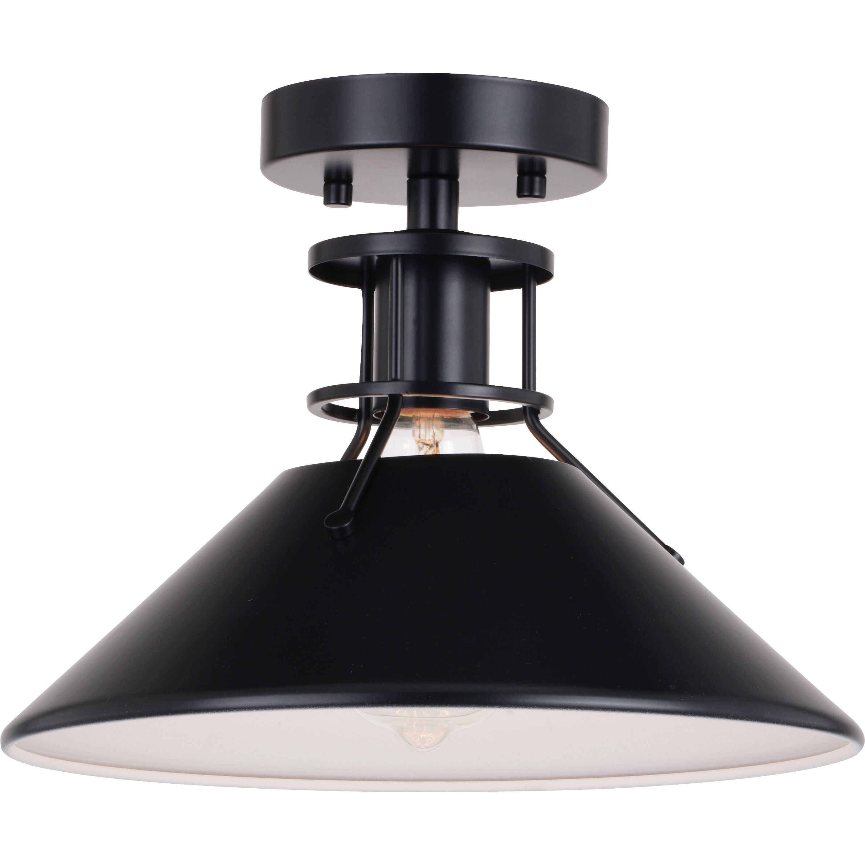 Canton LED 11.5 inch Black and Matte White Semi-Flush Mount Ceiling Light