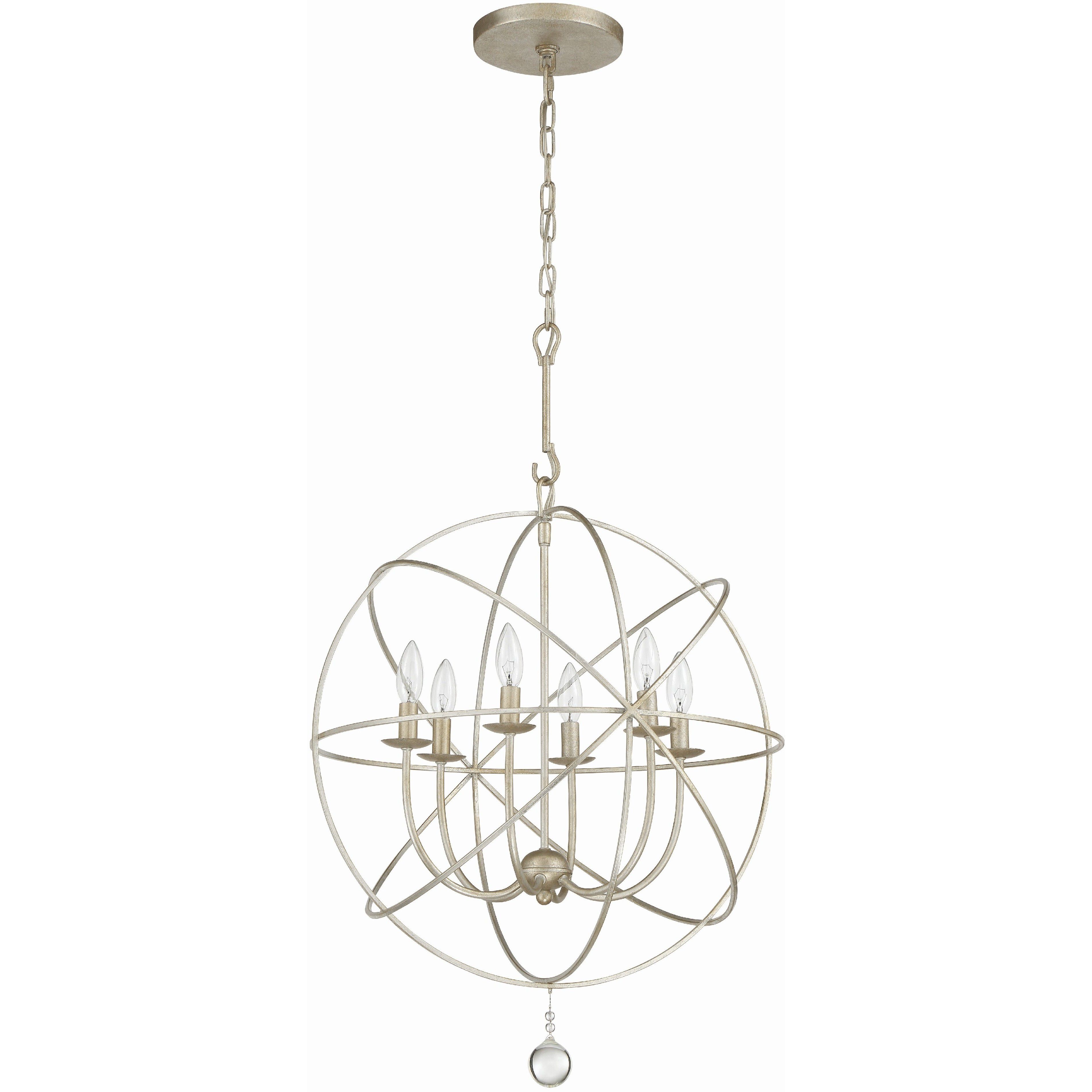 Solaris 6 Light 22.5 inch Olde Silver Chandelier Ceiling Light
